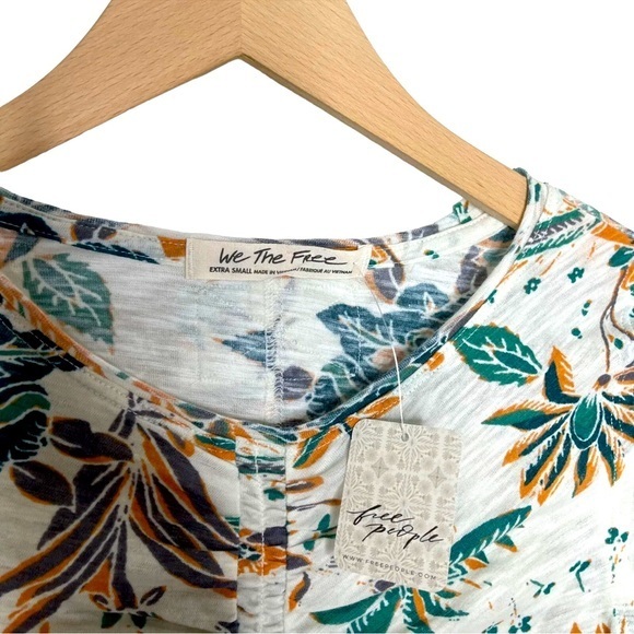 Free People We The Free Dreamed of You Tee in Teal Combo NWT XS with Stretch - Picture 10 of 15
